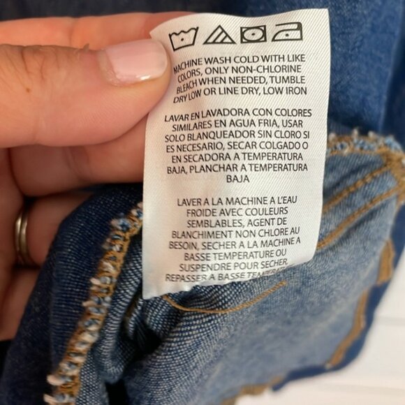 Wrangler +Staud Women's Denim Pearl Snap western cowboy button down sz Medium - Picture 10 of 14